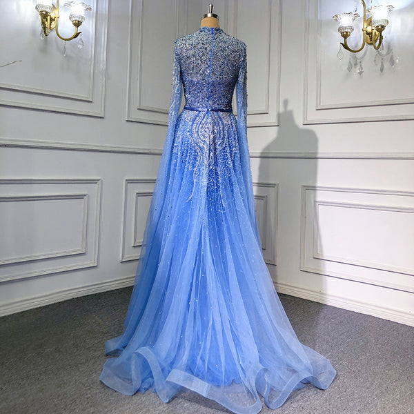 Luxury Crystal Beaded Royal Blue Blue Puffy Prom Dress With Long Sleeves  And Floral Accents Perfect For Formal Occasions In 2024 From Sunnybridal01,  $274.2 | DHgate.Com